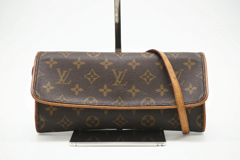 Louis Vuitton Monogram Pochette Twin Shoulder Bag Brown Canvas